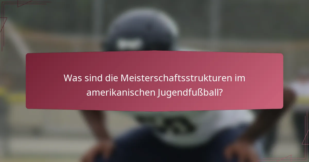 Was sind die Meisterschaftsstrukturen im amerikanischen Jugendfußball?