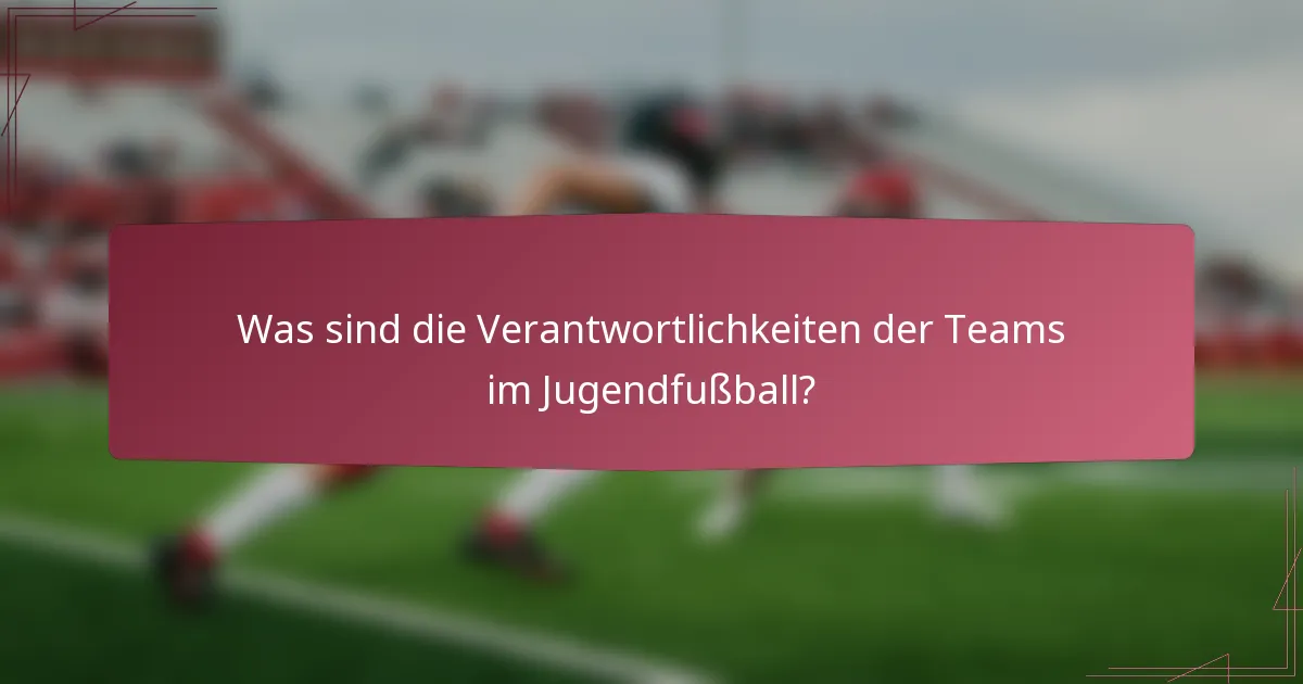 Was sind die Verantwortlichkeiten der Teams im Jugendfußball?
