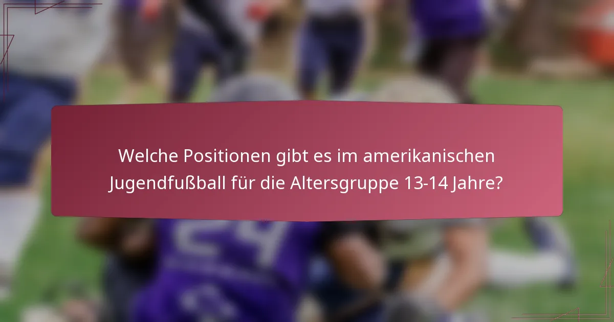 Welche Positionen gibt es im amerikanischen Jugendfußball für die Altersgruppe 13-14 Jahre?