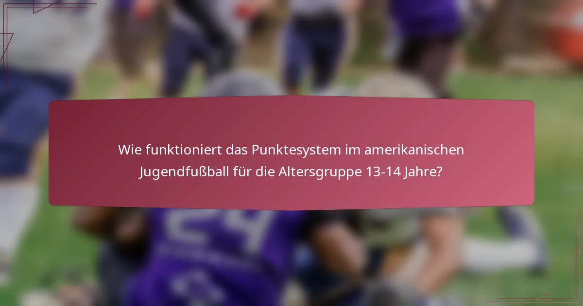 Wie funktioniert das Punktesystem im amerikanischen Jugendfußball für die Altersgruppe 13-14 Jahre?