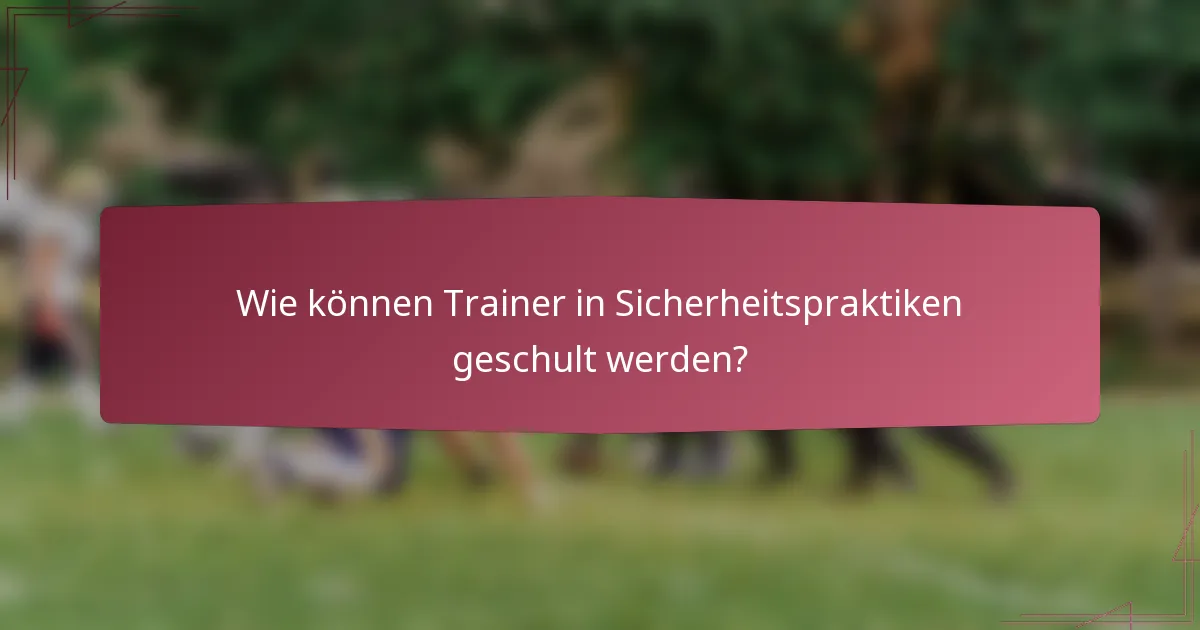 Wie können Trainer in Sicherheitspraktiken geschult werden?