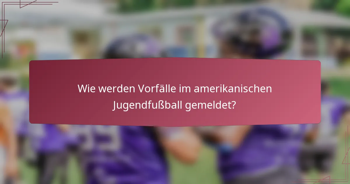 Wie werden Vorfälle im amerikanischen Jugendfußball gemeldet?