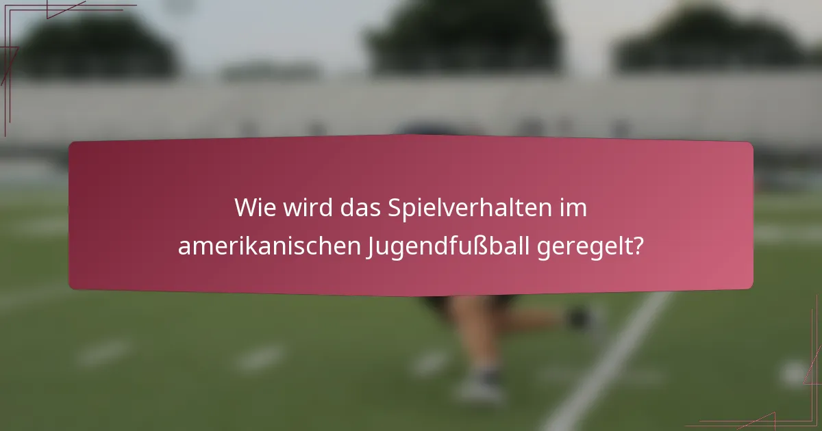 Wie wird das Spielverhalten im amerikanischen Jugendfußball geregelt?